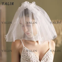 yalin bridal veil wedding hair accessories for women engagement short veils romantic appliqued birdcage veil velo de novia