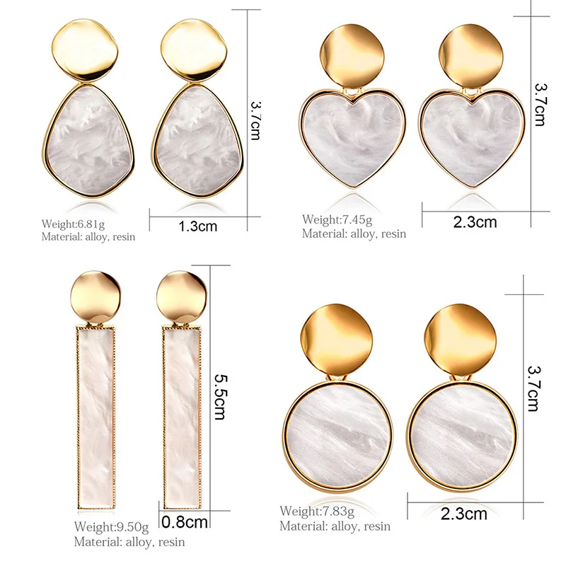 Женские Висячие серьги в Корейском стиле винтажные длинные золотистые акриловые