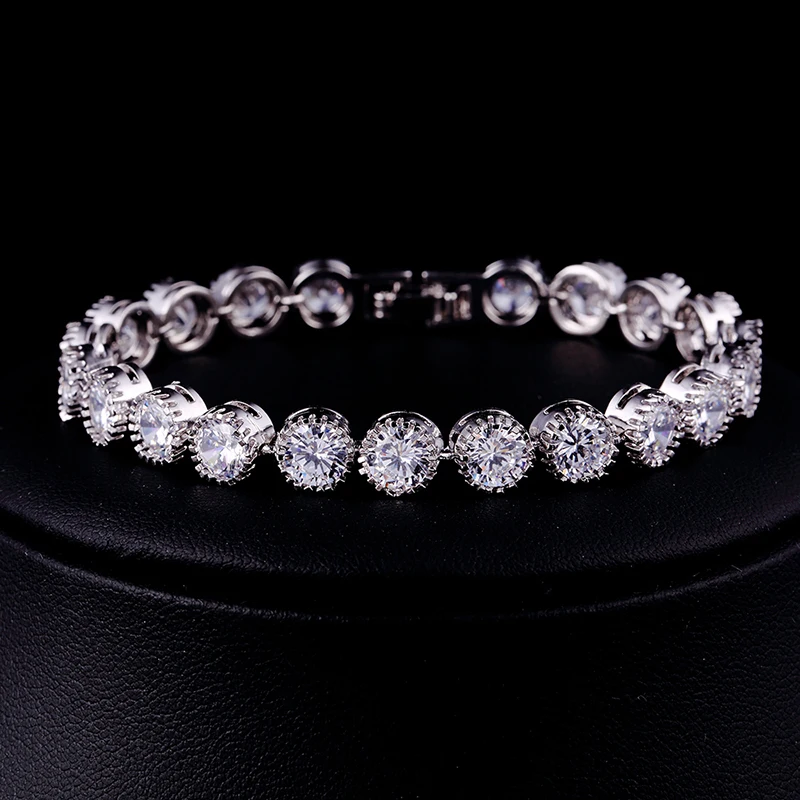 RAKOL AAA фианит Теннисный браслет элегантный стиль для женщин Римский белый золотой