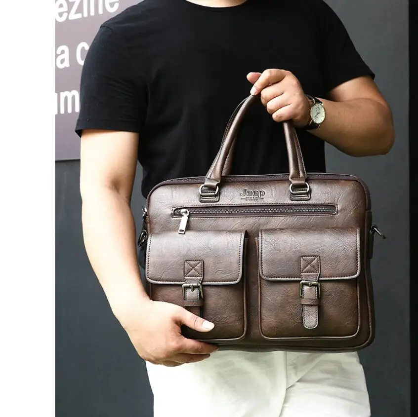 

Men Briefcase Bags Business Leather Shoulder Messenger Bags Man Work Handbag 14 Inch Laptop Bag Bolso Hombre Bolsa Masculina