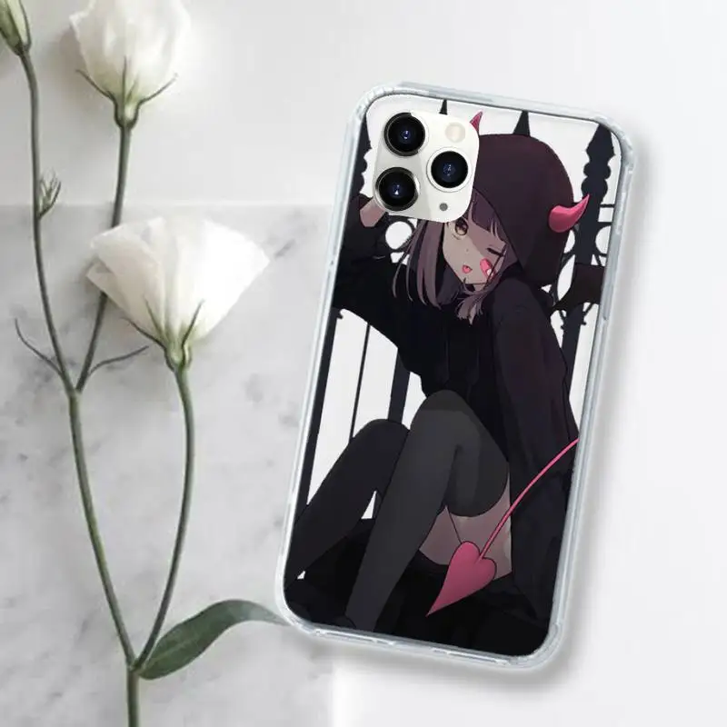 

Cartoon Girl Anime Menhera Chan Phone Case Transparent for iPhone 11 12 mini pro XS MAX 8 7 6 6S Plus X 5S SE 2020 XR