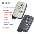 Смарт-дистанционный ключ-брелок от машины Keyecu, 3 кнопки для Toyota Camry Crown Mark X Majesta 312 МГц433 МГц 271451-0310  0140  F433  A433