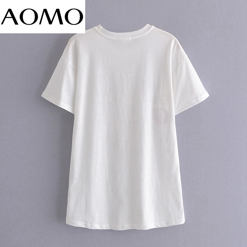 

AOMO 2021 Women Floral Print Cotton T Shirt Short Sleeve O Neck Tees Ladies Casual Tee Shirt Street Wear Top 4D32A