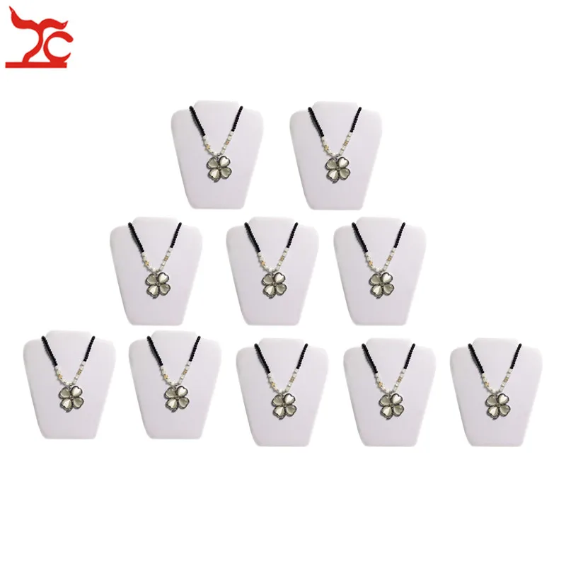 10Pcs/Lot Foldable White PU Necklace Jewelry Display Easel Wooden Pendant Jewelry Showcase  Easel Rack Stand 18*20CM Wholesale