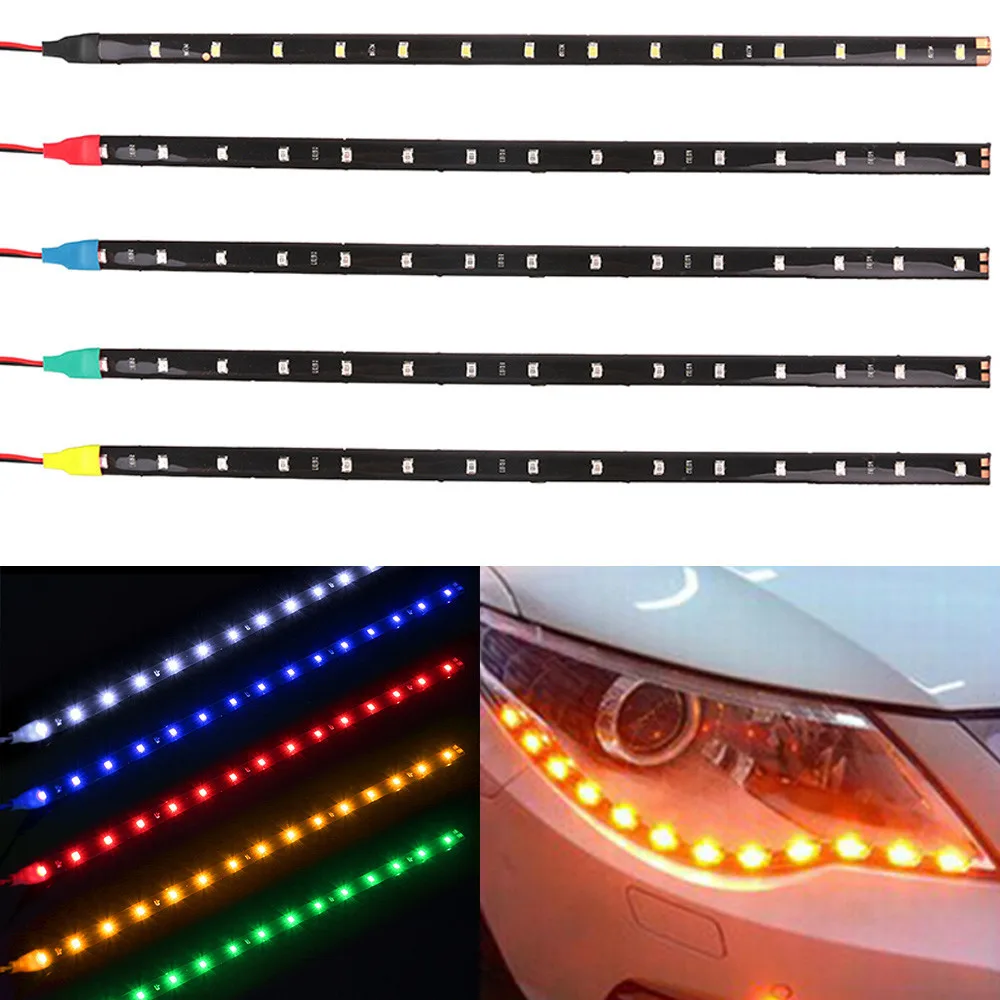

2PCS 3528 1210 Patch Waterproof LED Soft Light Strip 30CM15 Automobile 12V Atmosphere Lamp Universal Type SMD 3W 30CM