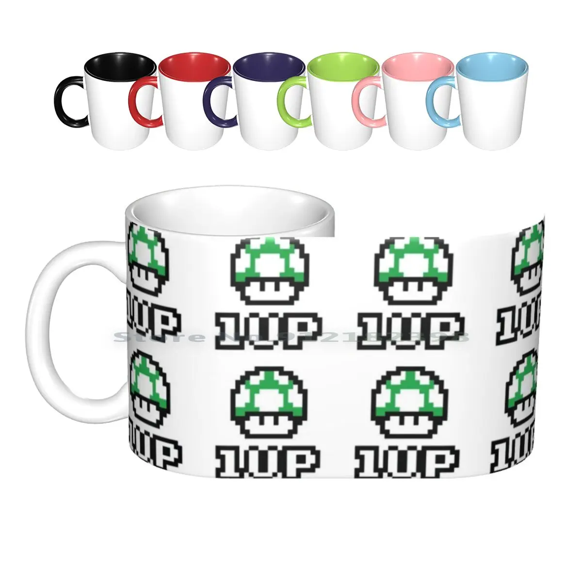 

1up Ceramic Mugs Coffee Cups Milk Tea Mug Mushroom Super Bros Creative Trending Vintage Gift Bottle Cup