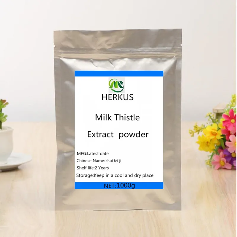 

Hot selling silymarin 100% pure milk thistle extract powder for hepatitis treatment, shui fei ji, free shipping