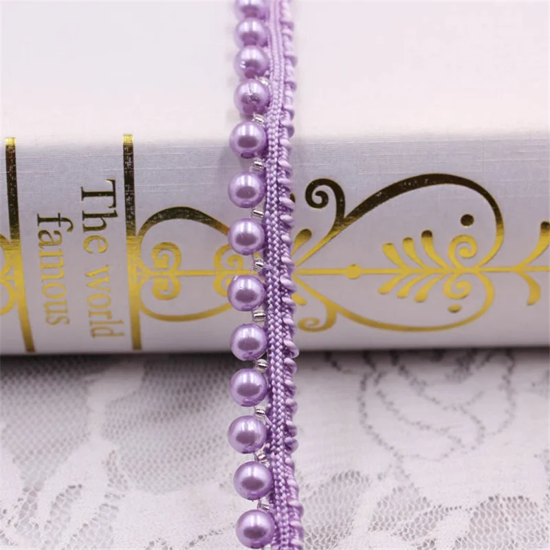 Purple SG-018 1 ярдов/партия, белый/черный/золотой жемчуг, бисер, кружевная лента, отделка, лента, ткань, лента для одежды, ручная работа, сделай сам, швейные материалы, одежда - Цвет: Purple SG-018