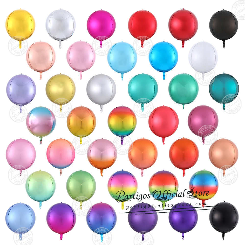 20pcs Rose Gold 10/18/22/32inch 4D foil balloons metallic shiny helium globos for wedding birthday party decors Rainbow color