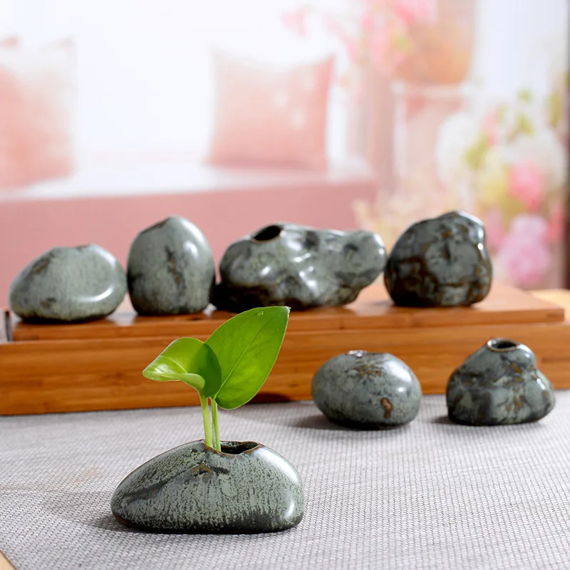 

Mini Ceramic Small Vase Decoration Creative Home Retro Water Culture Copper Green Flower Flower