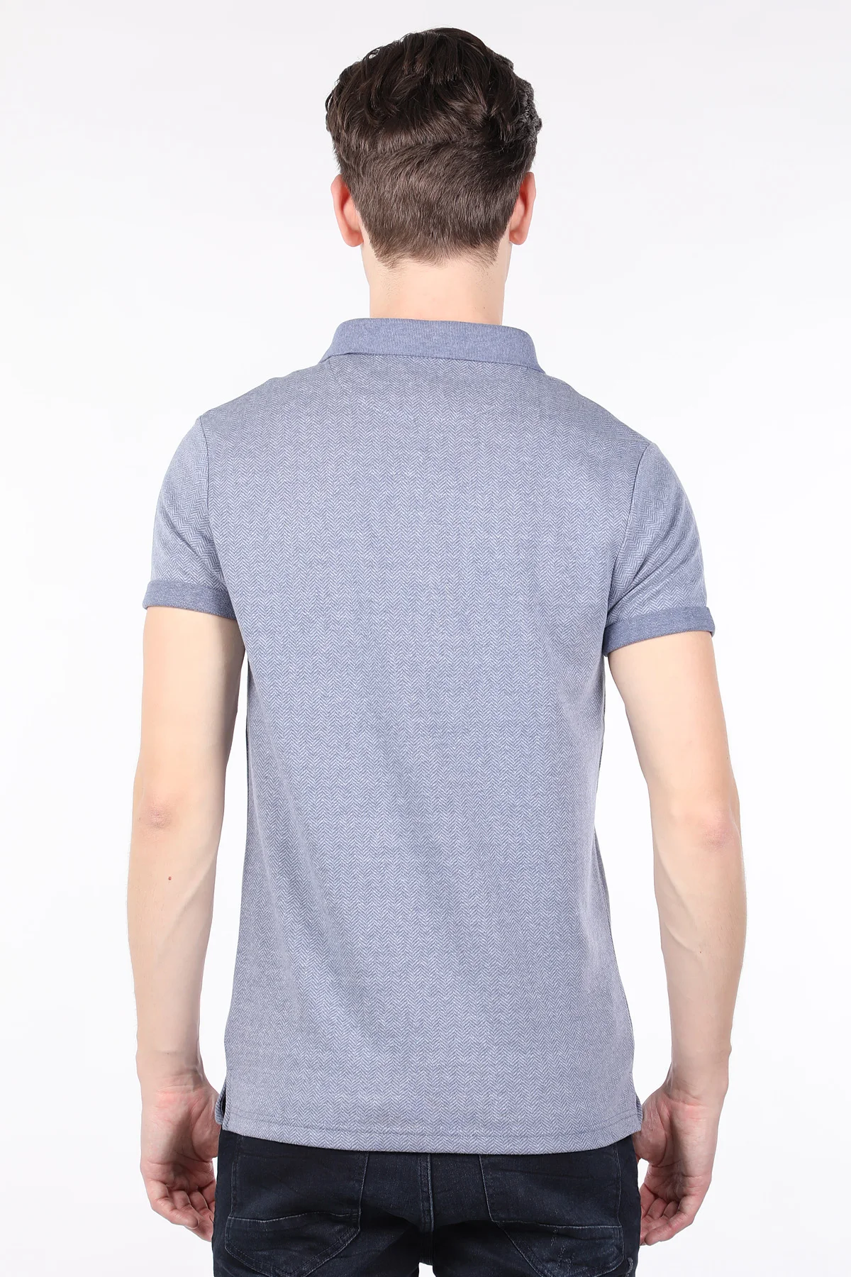 

Mens Blue Polo Neck T-shirt