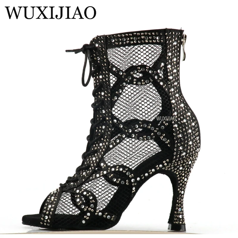 Сандалии женские высокие туфли для бальных танцев стразы серые обувь сальсы