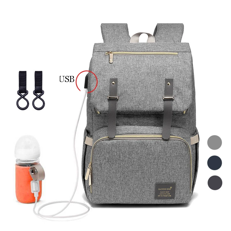

New Fashion Baby Diaper Bag With USB Large Nappy Bag Maternity For Mummy Daddy Waterproof Laptop Travel Backpack Nursing Bags
