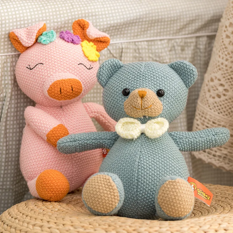 Новые мягкие шерстяные игрушки из плюша с животными на заказ Хлопковые вязаные