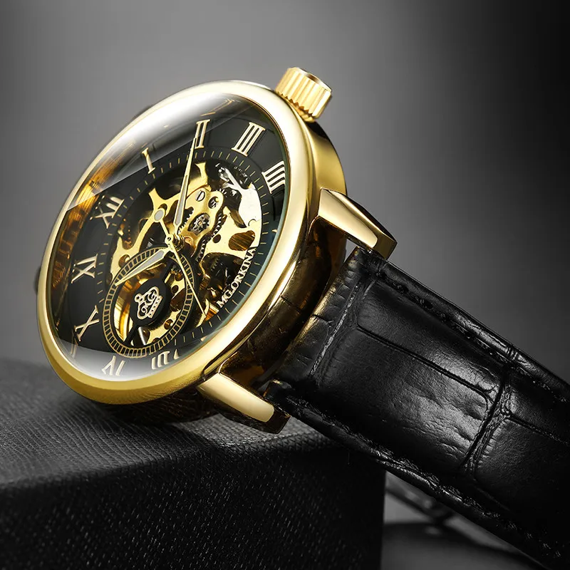 Роскошные мужские часы от нового бренда MG.ORKINA механические наручные с кожаным