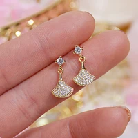 high ranking texture shiny fan shaped earrings for women designer creativity luxury jewelry high quality aaa zircon s925 needle