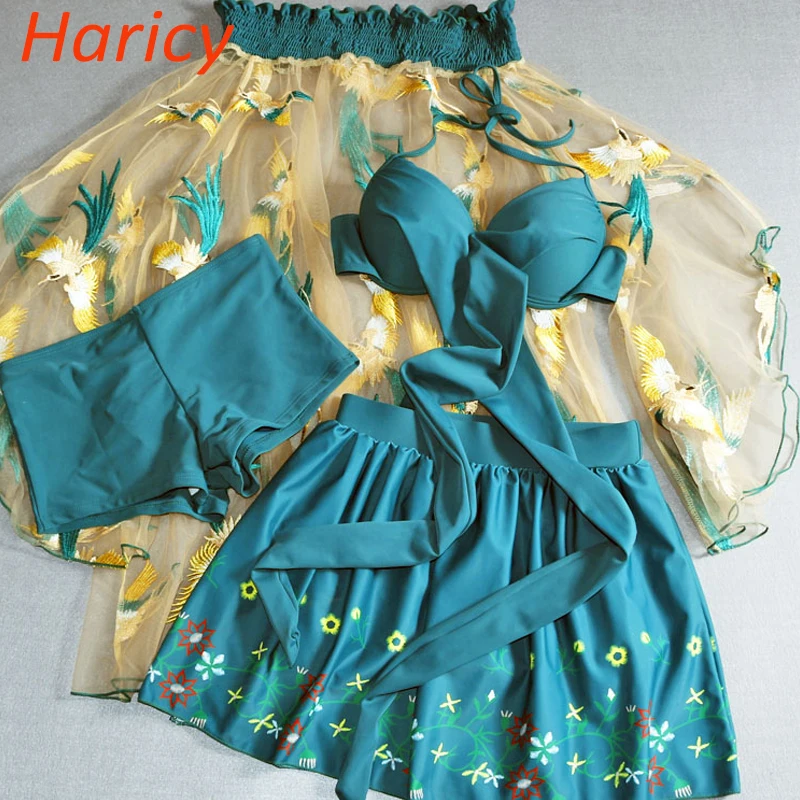 Кружевной комплект бикини с принтом 2020 купальники цветами бандажный купальник