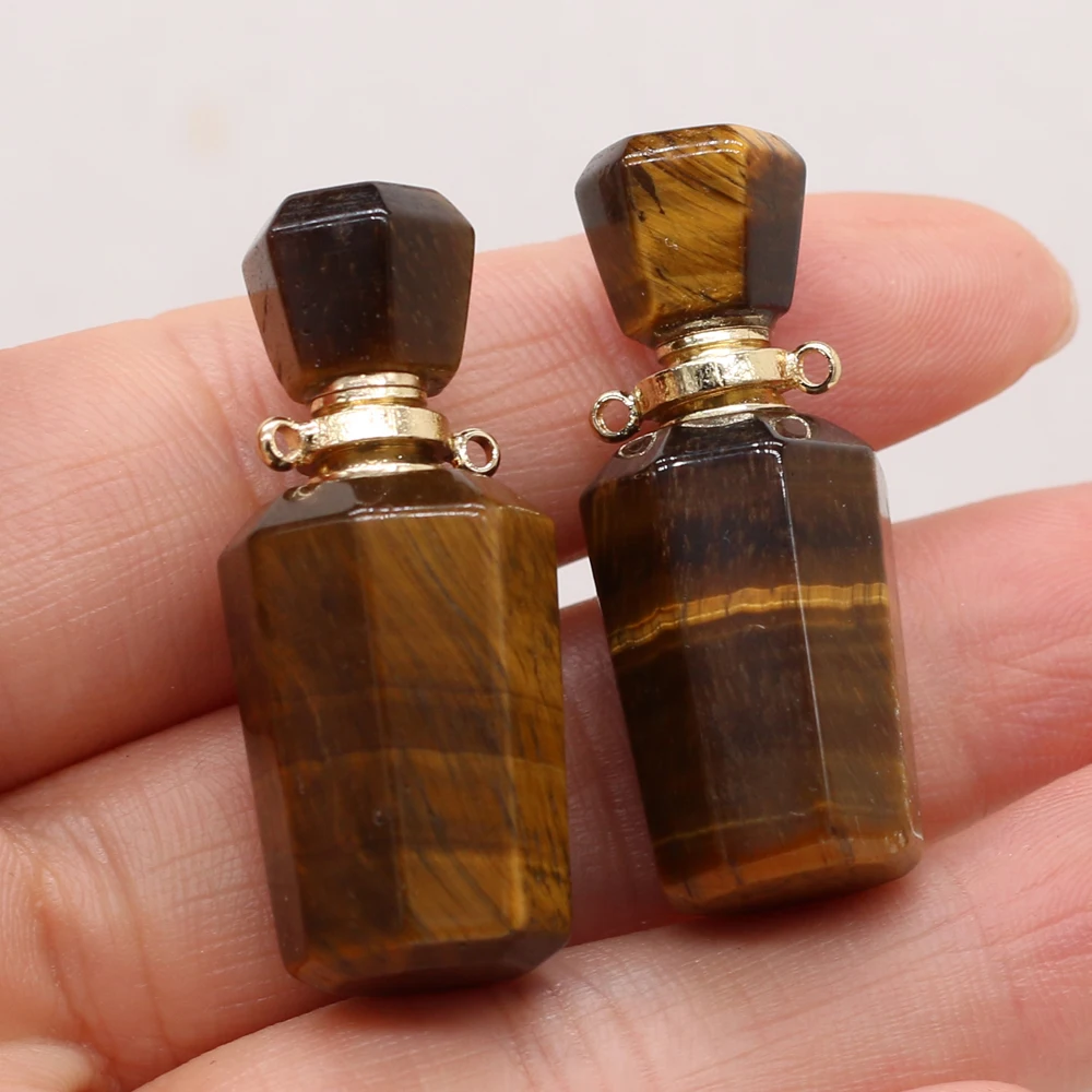 

2021 New Fashion Natural Stone Semi-precious Stone Tiger's Eye Perfume BottleConnector for DIY Necklace Bracelet Making Jewelry