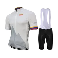 2022 colombia men summer cycling jersey set bike road race team riding bicycle wear white bike set 9d gel breathable ciclismo