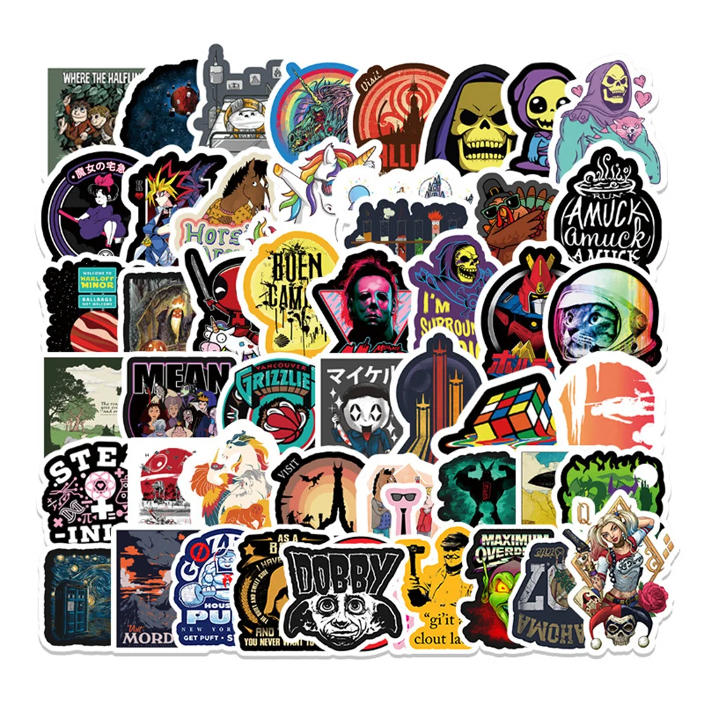

10/30/50PCS Cool Skateboard Cartoon Graffiti Notebook Trolley Case Bike Scooter Waterproof Sticker Children's Toy Wholesale