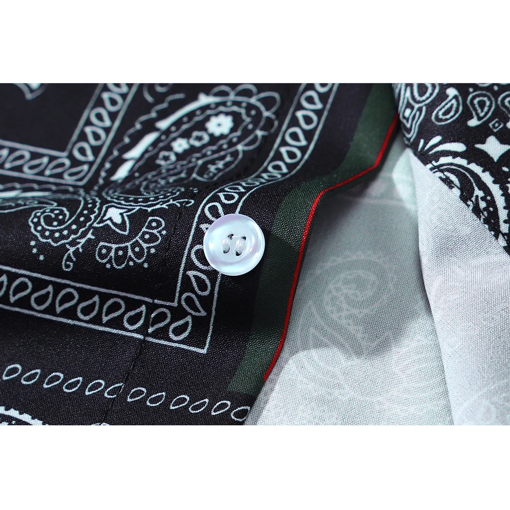 

Dark Icon Green Black Bandana Shirt Men Beach Shorts Men's Set for Summer