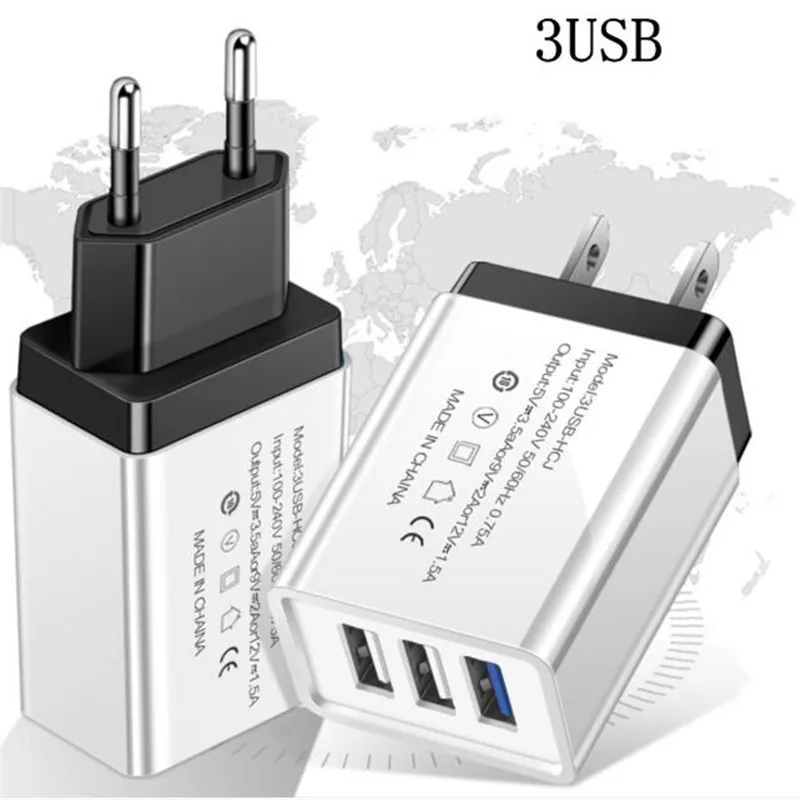 UVR 3 порта EU US зарядное устройство для мобильного телефона 2.1A вилка адаптер