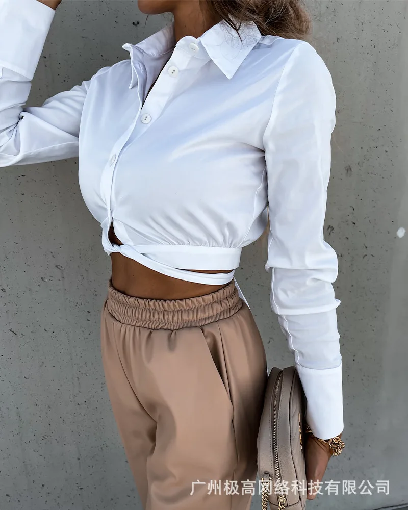 

2021 new summer women's short bandage shirt
