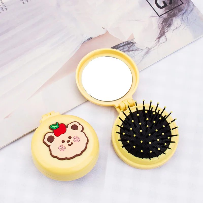 Мультяшная расческа зеркало милый медведь детская Бриллиантовая для ухода за