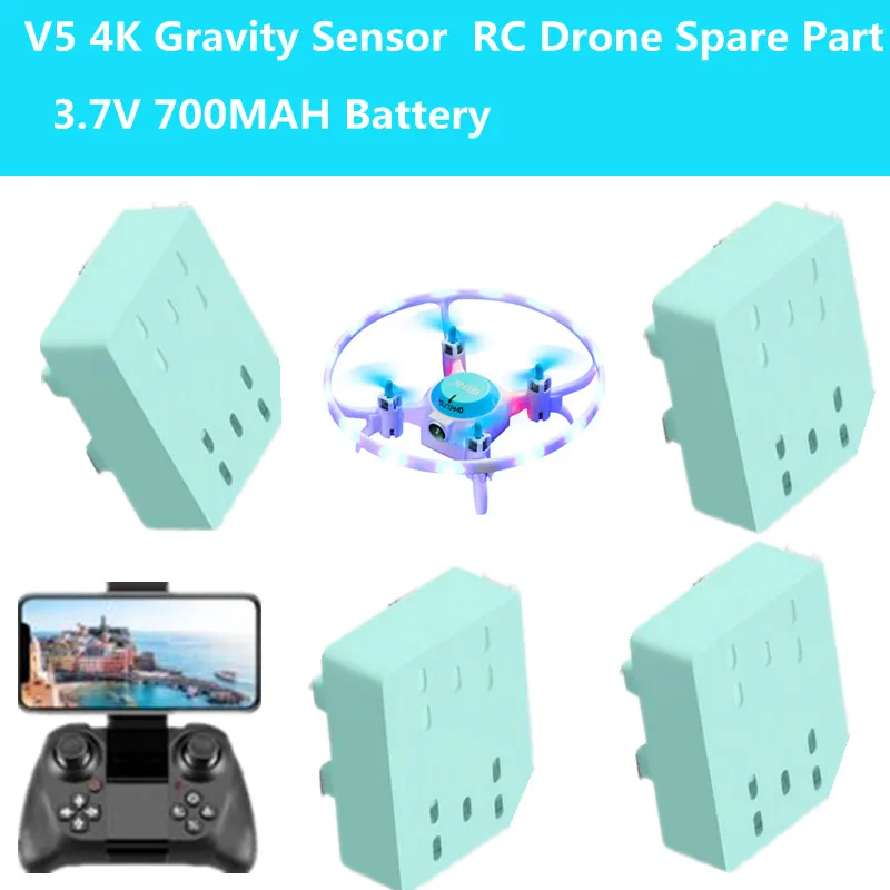 

V5 360°Panoramic Lighting 4K Gravity Sensor RC Drone Spare Part 3.7V 700MAH Battery For V5 WIFI FPV RC Quadcopter Accessories