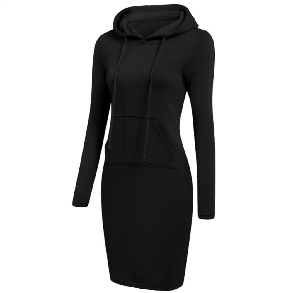 Women Autumn Winter  Casual  Hoodie Solid Color Hoodie Sport Hoodie Long Sleeve Sweatshirt Pocket Long Slim Pullovers Ladies