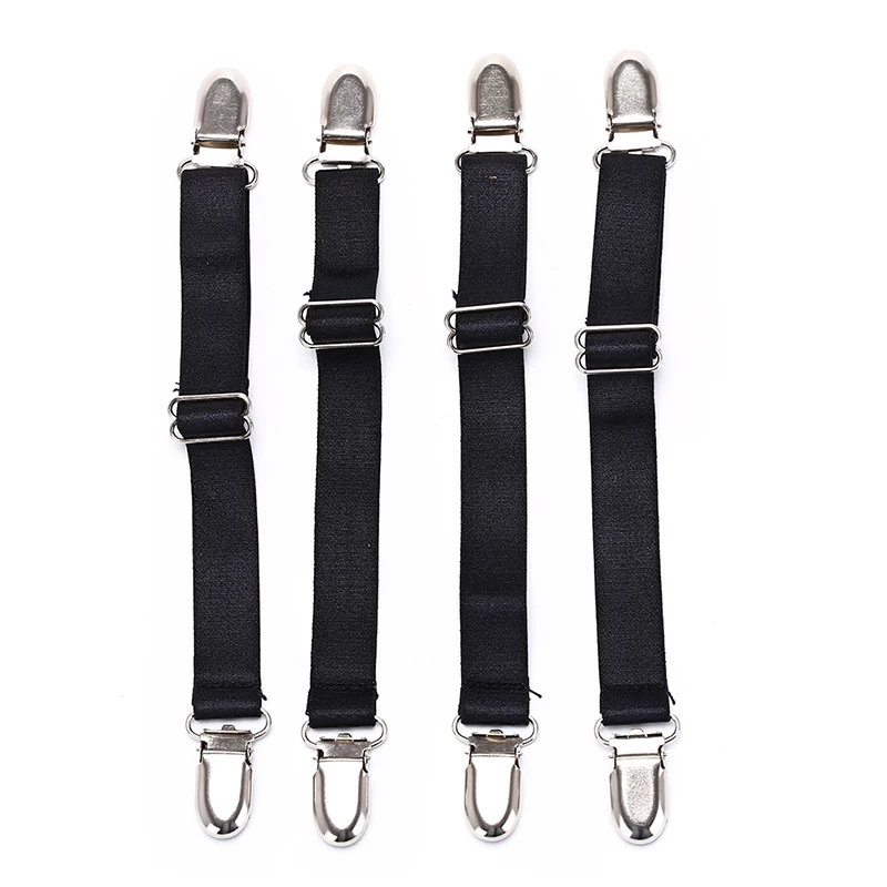 

4pcs Metal+elastic band material Bed Sheet Corner Holder Elastic Straps Fasteners Clips