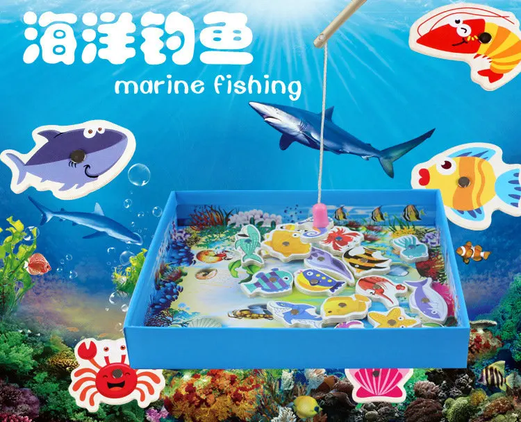 Бесплатная доставка детская деревянная морская биологическая рыболовная