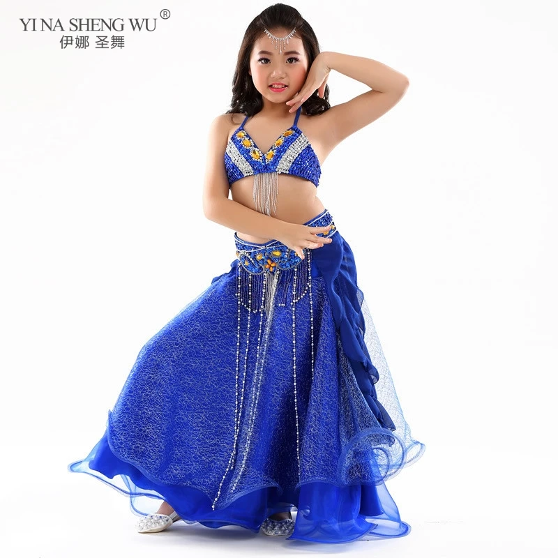 Kids Girls Belly Dance Costume 3pcs (Bra Belt Skirt) Children Performance Bellydance Oriental Set Danceing Stage Clothes For Kid |