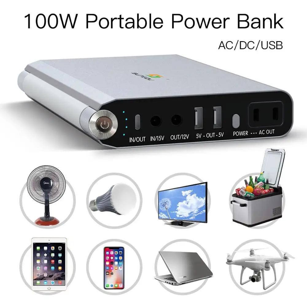 Портативное зарядное устройство 110 В 220 переменного тока емкость 27000 мАч внешняя