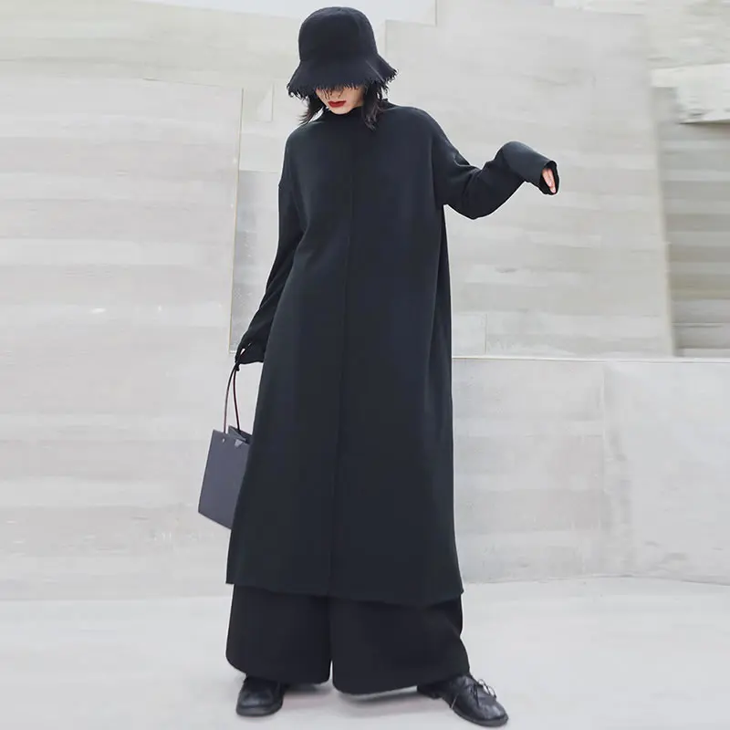 XITAO длинное черное платье женская одежда 2019 Плиссированное трикотажное большого