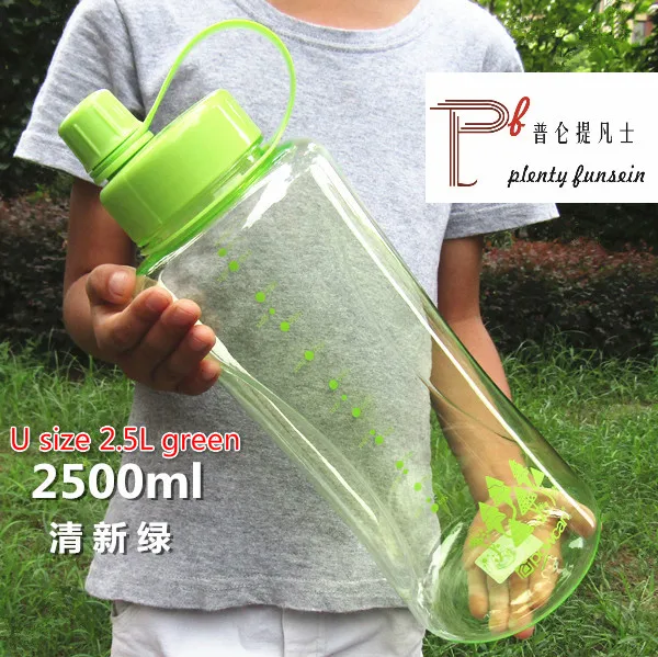 U size 2.5L green Лидер продаж, супер большая емкость, компактный портативный чайник для воды, пластиковая бутылка для чая, напитков, 1.5L/2L/2.5L/3L - Цвет: U size 2.5L green