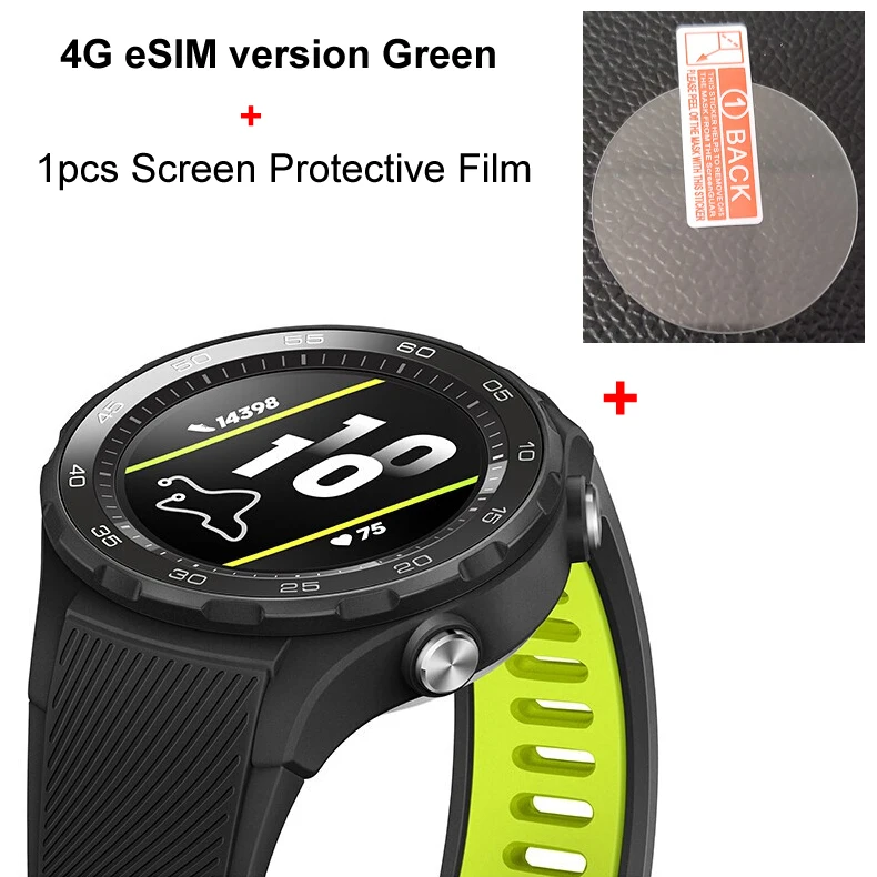 4G eSIM n Film Спортивные Смарт-часы huawei с глобальной прошивкой, 2, трекер сердечного ритма для Android, iOS, IP68, водонепроницаемые, NFC, gps часы - Цвет: 4G eSIM n Film