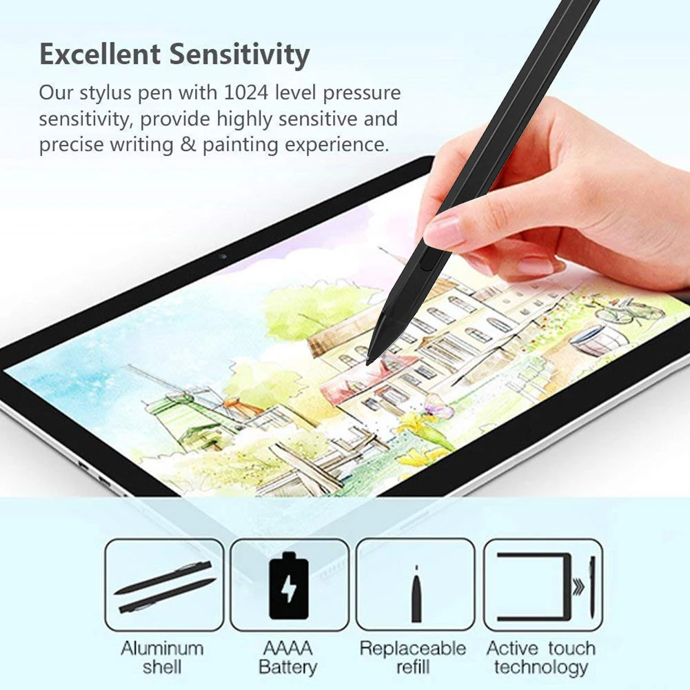 

Tablet Stylus Pen with Replacement Tip USB Rechargeable Universal Phone Smart Thin Pencil Accessories for Surface Pro 7 6 5 4