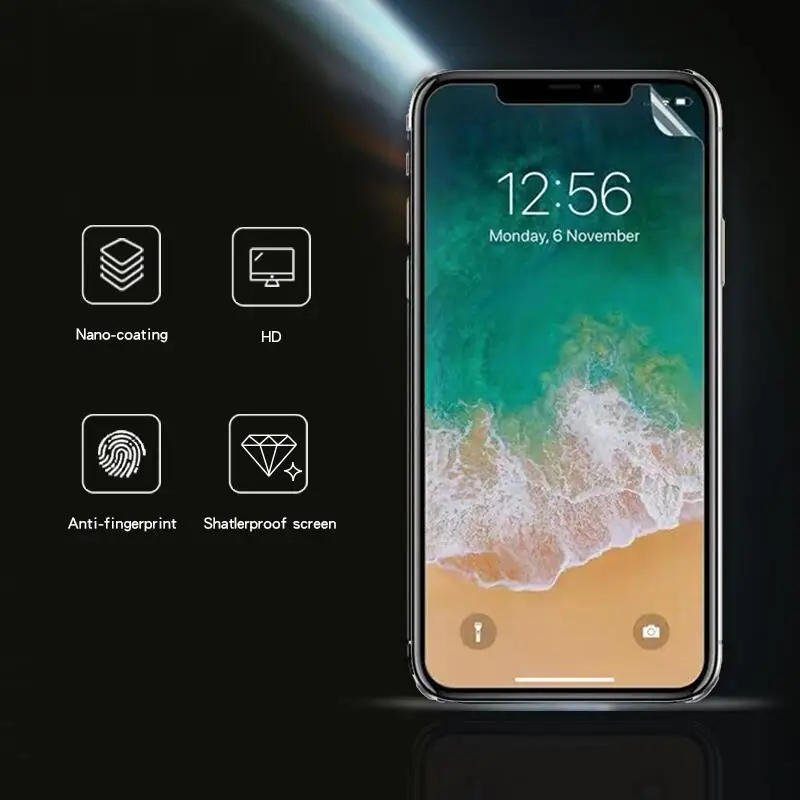 Мягкая пленка с нанопокрытием для iPhone X XS Max 7 8 6 6s Plus 11 Pro защитная экрана 3