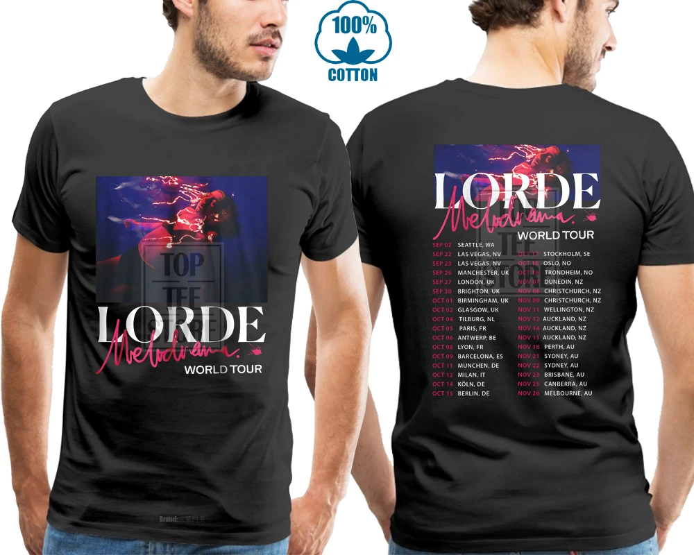 Новая мужская футболка Lorde Melodrama Tour 2019 черная Модная тонкая хлопковая | Мужская