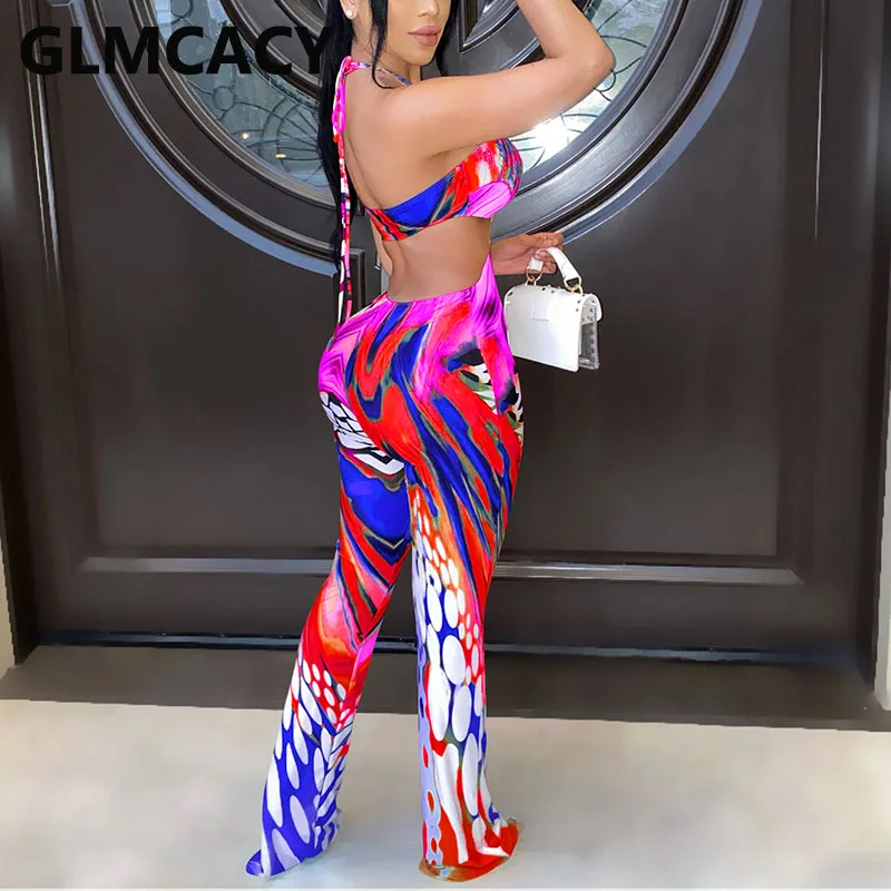 

Women Halter Backless Printed Bodycon Jumpsuits