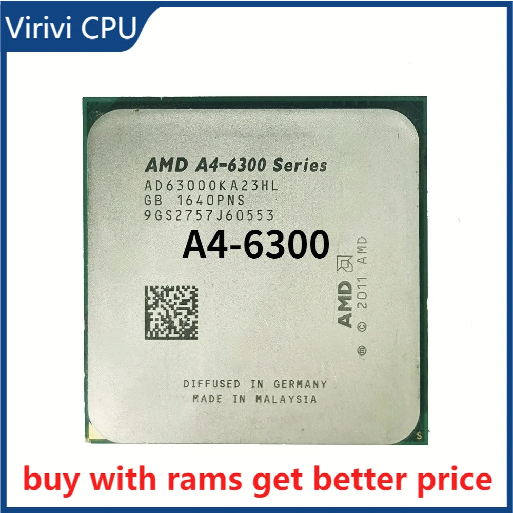 

Двухъядерный процессор AMD A4-Series A4 6300 A4 6300k AD6300OKA23HL /AD630BOKA23HL разъем FM2