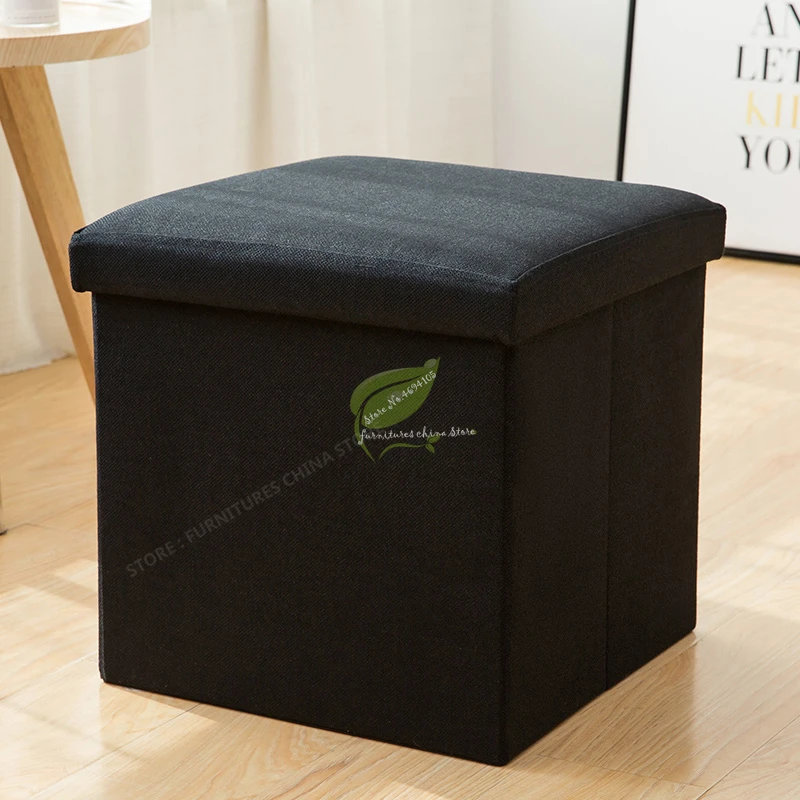 Многофункциональный табурет из хлопка и льна для взрослых домашний модный пуф