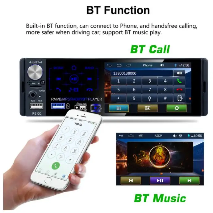 Автомагнитола 1 Din 40 шт. 4 дюйма Bluetooth мультимедийный плеер Авторадио MP4 MP5 RDS