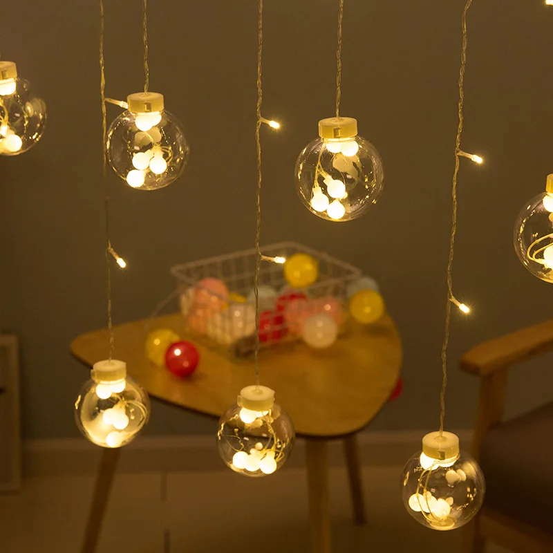 Декоративный светодиодный светильник s шарики гирлянда сказочный занавес 220 В