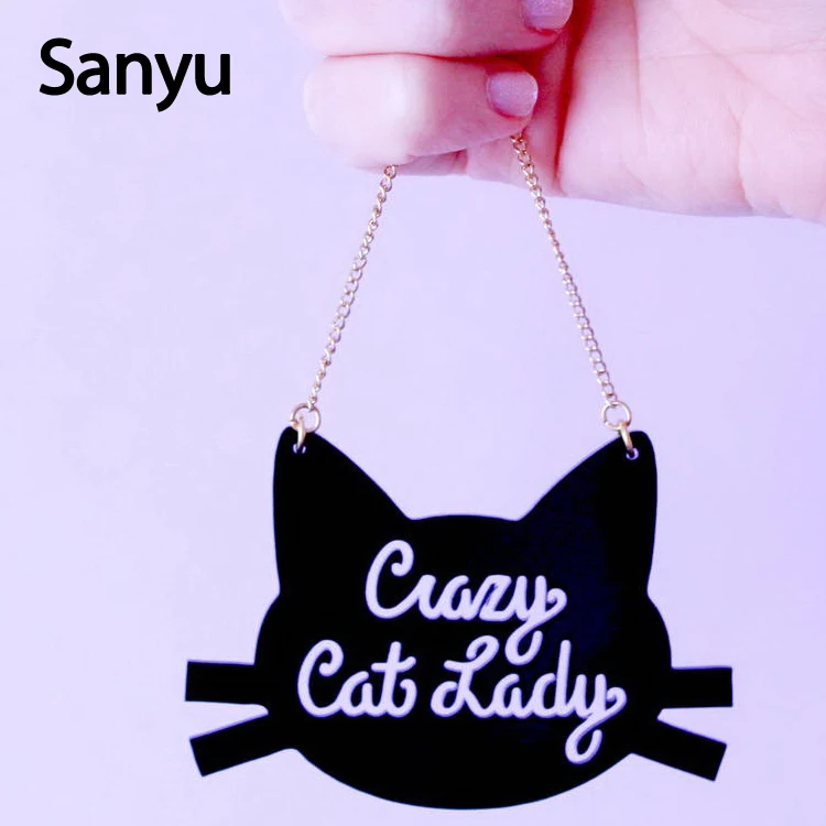 Ожерелье с подвеской из черного акрила Crazy Cat женское золотое ожерелье принтом