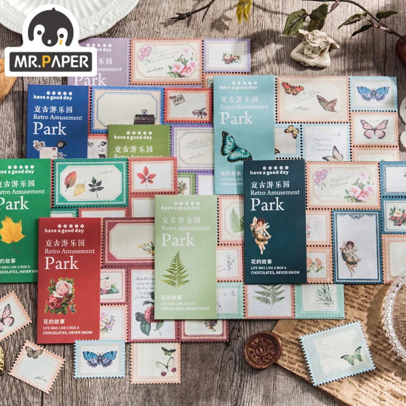 

JIUMO 8 Design Beautiful Day Retro Garden Party Series Flower Story Series Stamp Writing Paper Sticker Decorative Sticker