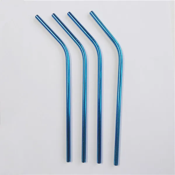 Blue Bent 50 шт./лот соломинки многократного использования из нержавеющей стали изогнутые прямые металлические питьевые соломинки для 20 унций 30 унций стакан домашние вечерние аксессуары для бара - Цвет: Blue Bent