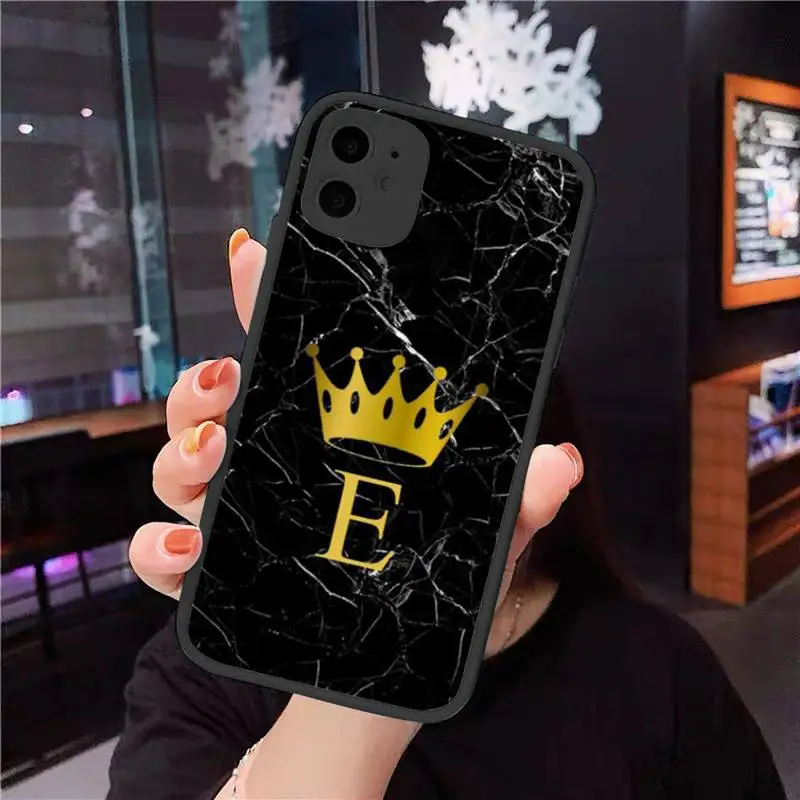 

Phone Case For iphone 12 11 8 7 plus mini x xs xr pro max Letter Monogram Gold Marble matte transparent cover