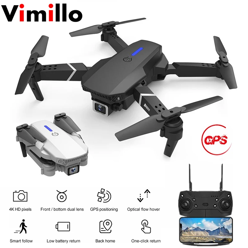 Дрон Vimillo с GPS и дистанционным управлением 4K 1080P Wi Fi FPV|Радиоуправляемые вертолеты|
